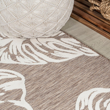 Tobago High-low Two-tone Monstera Leaf Indoor/Outdoor Area Rug